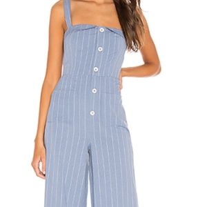 Blue With White Pinstripe Jumpsuit - New With Tags